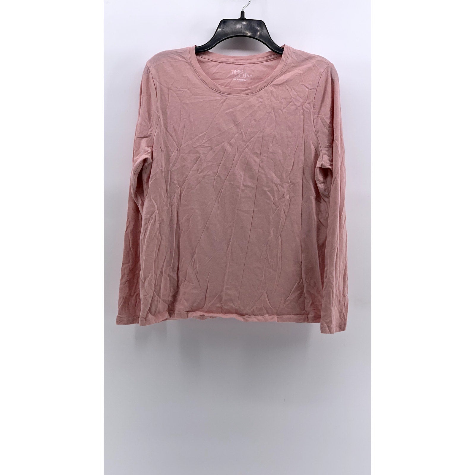 TIME & TRU Women's Light Pink Casual Crewneck Long Sleeve Top SZ L