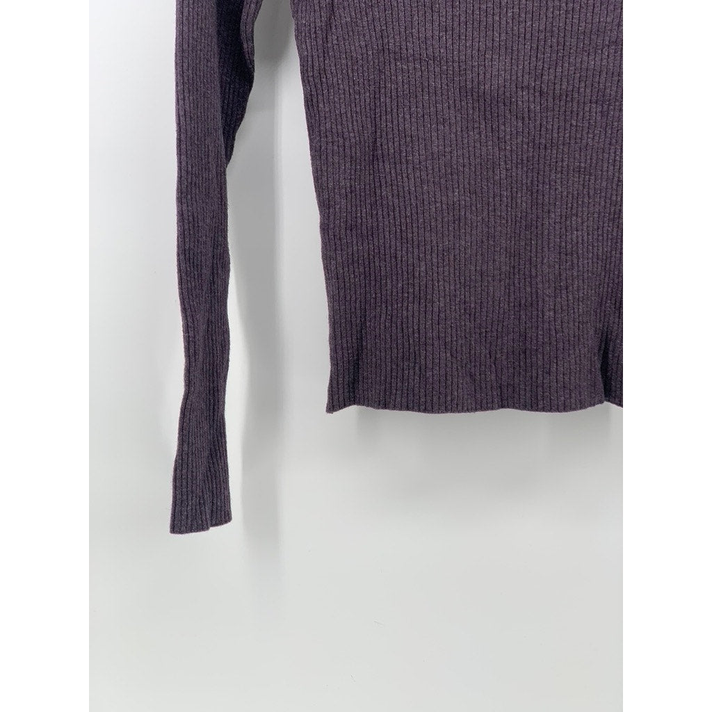 H&M Women's Basic Purple Ribbed Long Sleeve Turtleneck Top SZ M