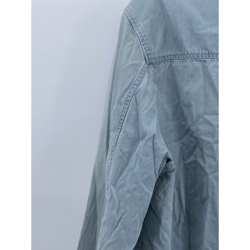 COS Men's Light Blue Button-Up Long Sleeve Regular-Fit Cotton Shirt SZ S