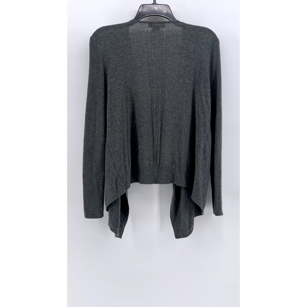 VERVE AMI Women's Gray Acrylic-Blend Open-Front Handkerchief Cardigan SZ L