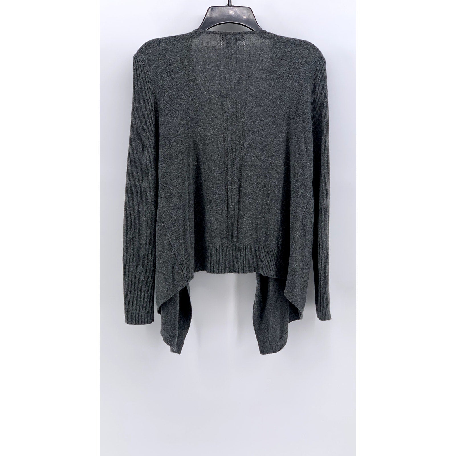 VERVE AMI Women's Gray Acrylic-Blend Open-Front Handkerchief Cardigan SZ L