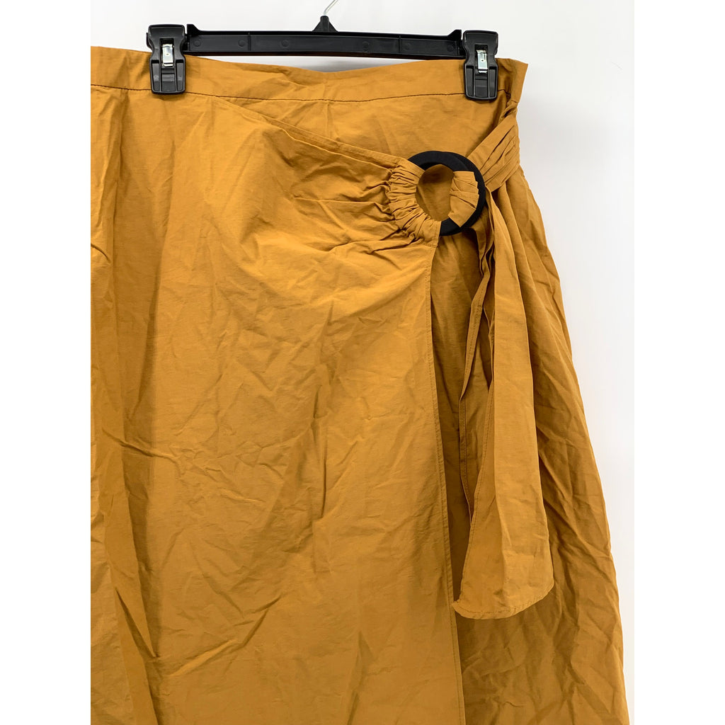 MNG SUIT Women's Mustard Yellow Large Ring Wrap Midi Skirt SZ L