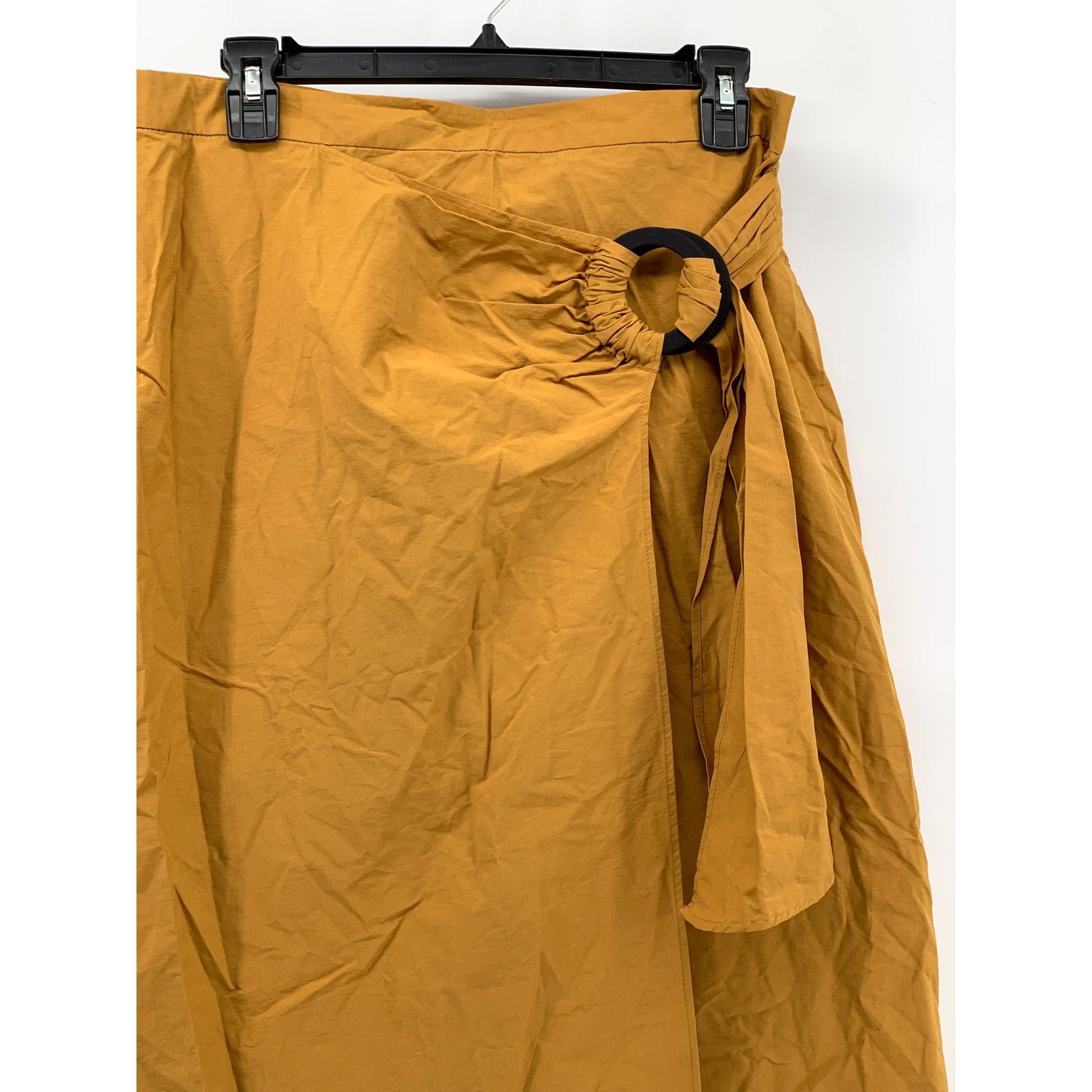 MNG SUIT Women's Mustard Yellow Large Ring Wrap Midi Skirt SZ L