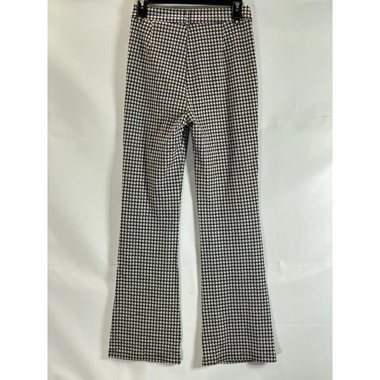 CIDER Women's Black/White Lady Houndstooth Mid-Rise Wide-Leg Pants SZ S(US4)