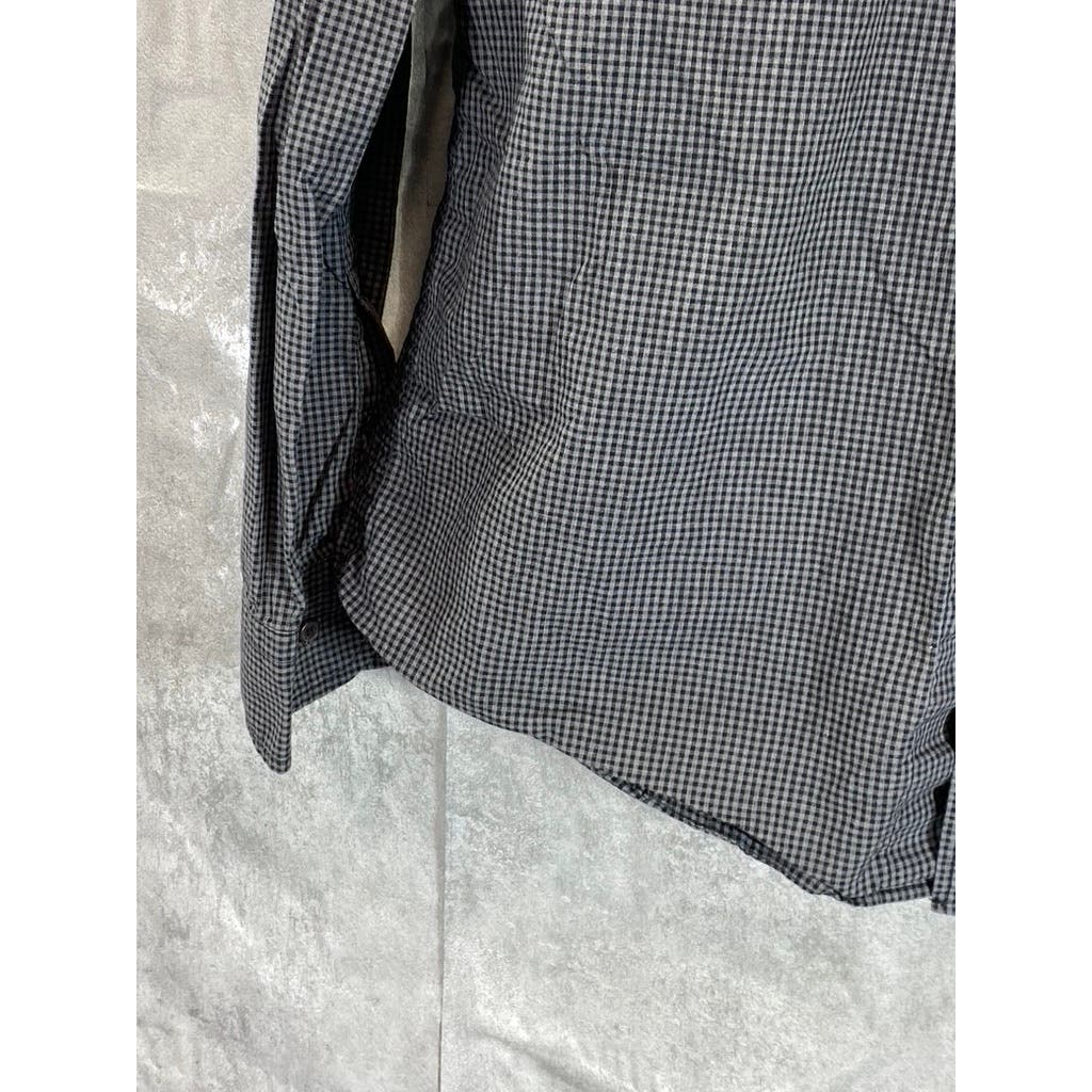 BANANA REPUBLIC Men's Tall Black Organic Untucked Button-Up Shirt SZ M/T