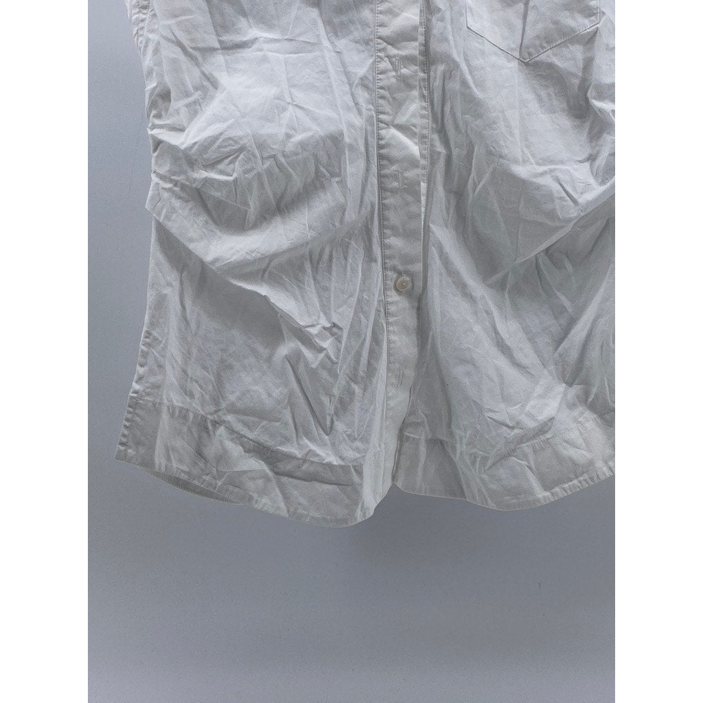 DEREK LAM 10 CROSBY Women’s White Ivy Shoulder Pad Sleeveless Button-Up Top SZ 6