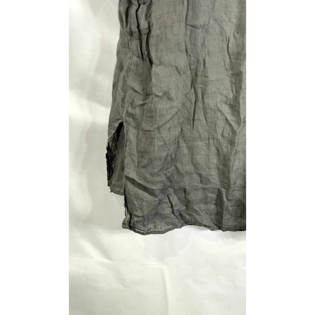 MEGASCHONI Women's Gray Linen Open-Front Lightweight Cardigan SZ S