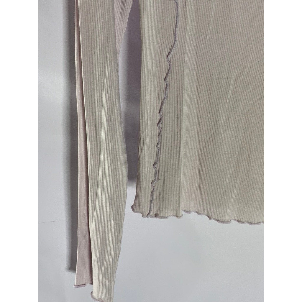 STOCKHOLM ATELIER & OTHER STORIES Blush Lettuce Trim Long Sleeve Rib Top SZ S