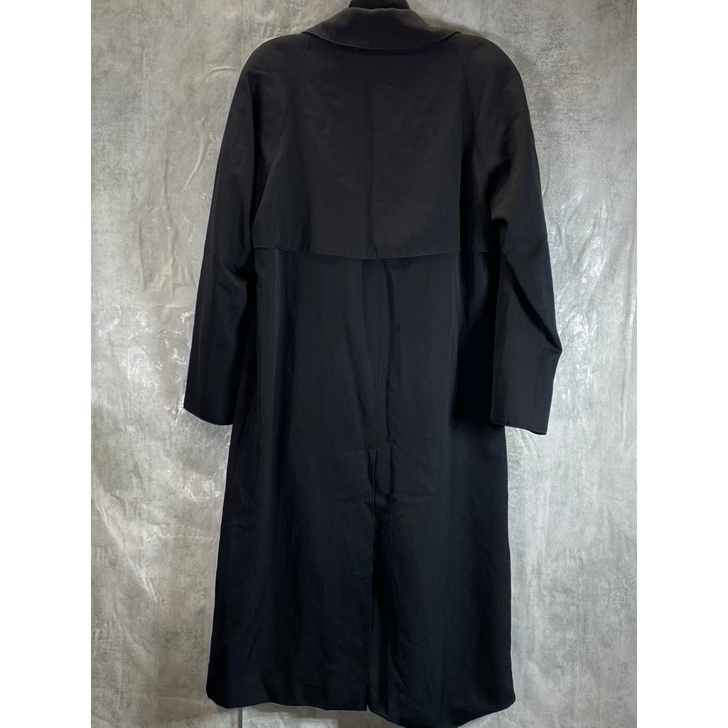 SANYO Carol Cohen Women's Vintage Black Solid Wool Two-Button Trench Coat SZ 2