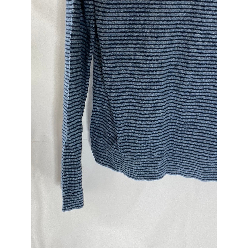 BANANA REPUBLIC Men's Blue Striped Silk-Cotton-Cashmere Crewneck Sweater SZ M