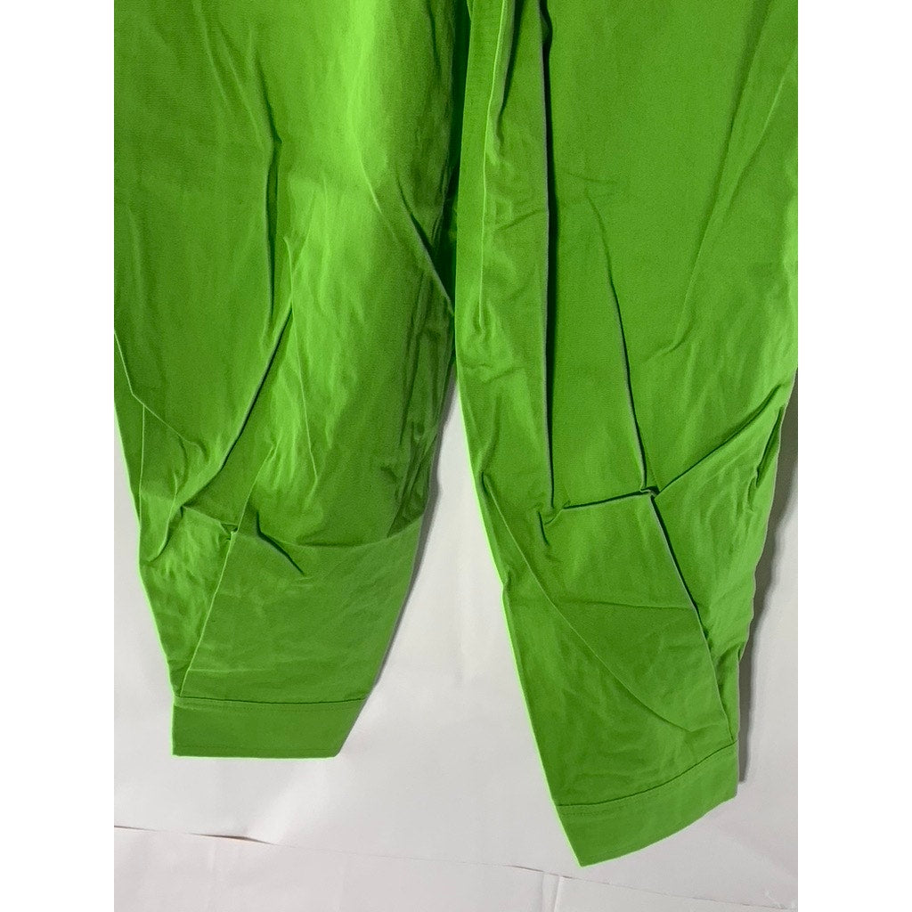 FREE PEOPLE Women's Green Lucia Button Hem Mid-Rise Pleated Harem Trousers SZ 0