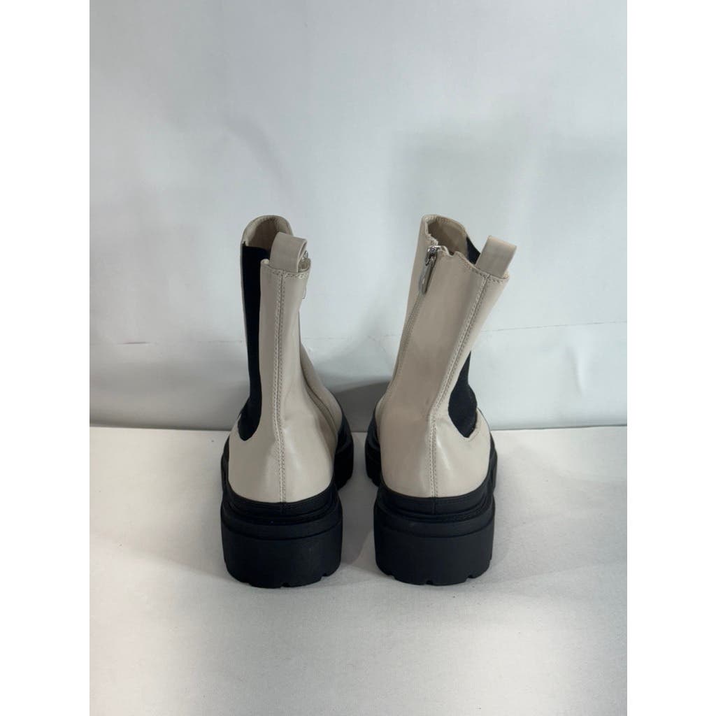 STEVEN NEW YORK Women's Bone Faux Leather Armond Side-Zip Chelsea Boots SZ 9.5