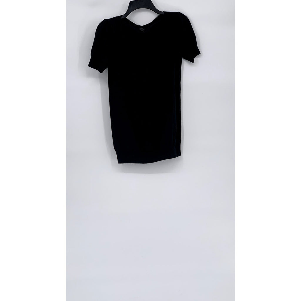 TALULA BABATON Women's Black Solid Knit With Cashmere Short Sleeve Top SZ S