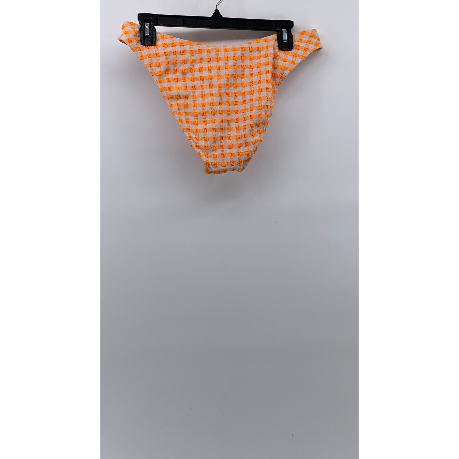 WILD FABLE Women's Orange-White Gingham Print Cheeky High-Rise Bikini Bottom SZM