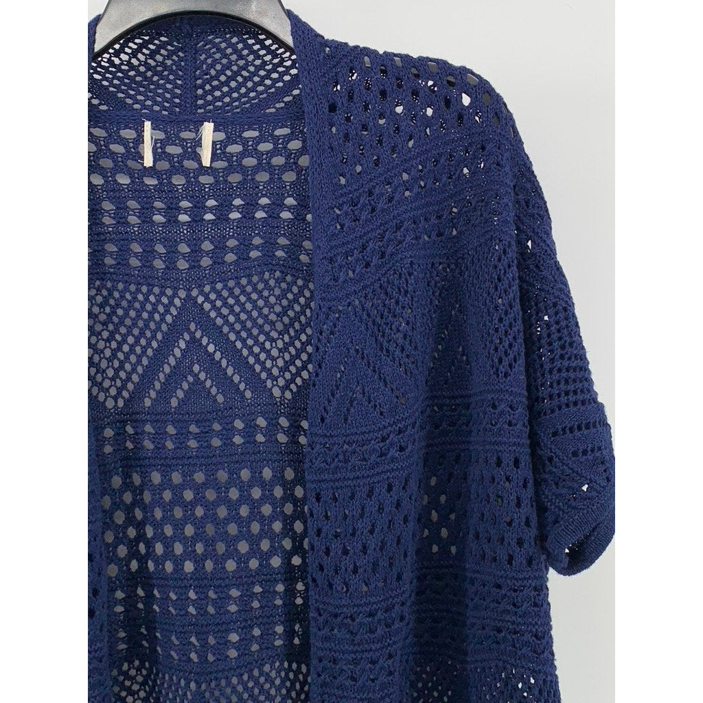 UNBRANDED Women's Navy Open Knit Open Front Cardigan SZ OS