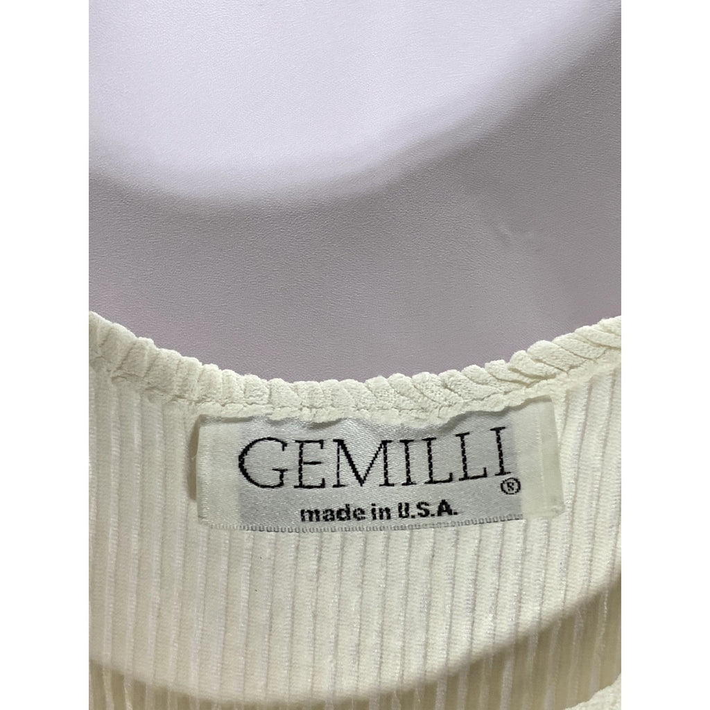GEMILLI Women's Cream Ribbed Crewneck Lightweight Short Sleeve Top SZ S
