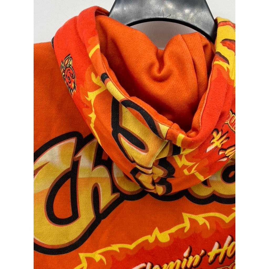 FOREVER 21 X CHEETOS Women's Orange-Red Graphic Long Sleeve Cropped Hoodie SZ L