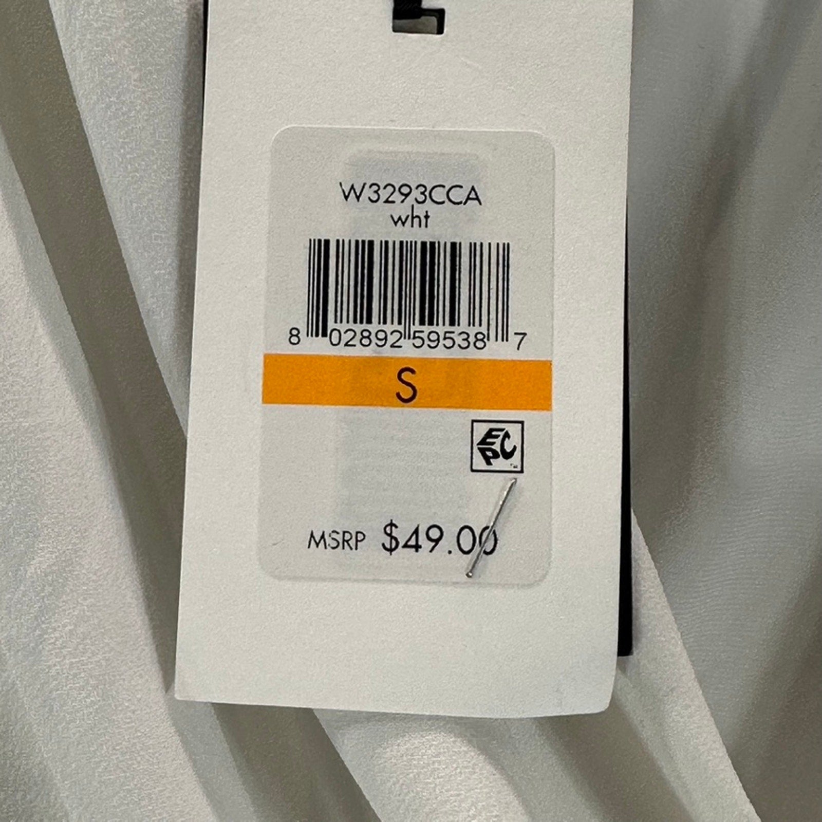 DKNY Women's White V-Neck Side Ruched  Short-Sleeve Top SZ S