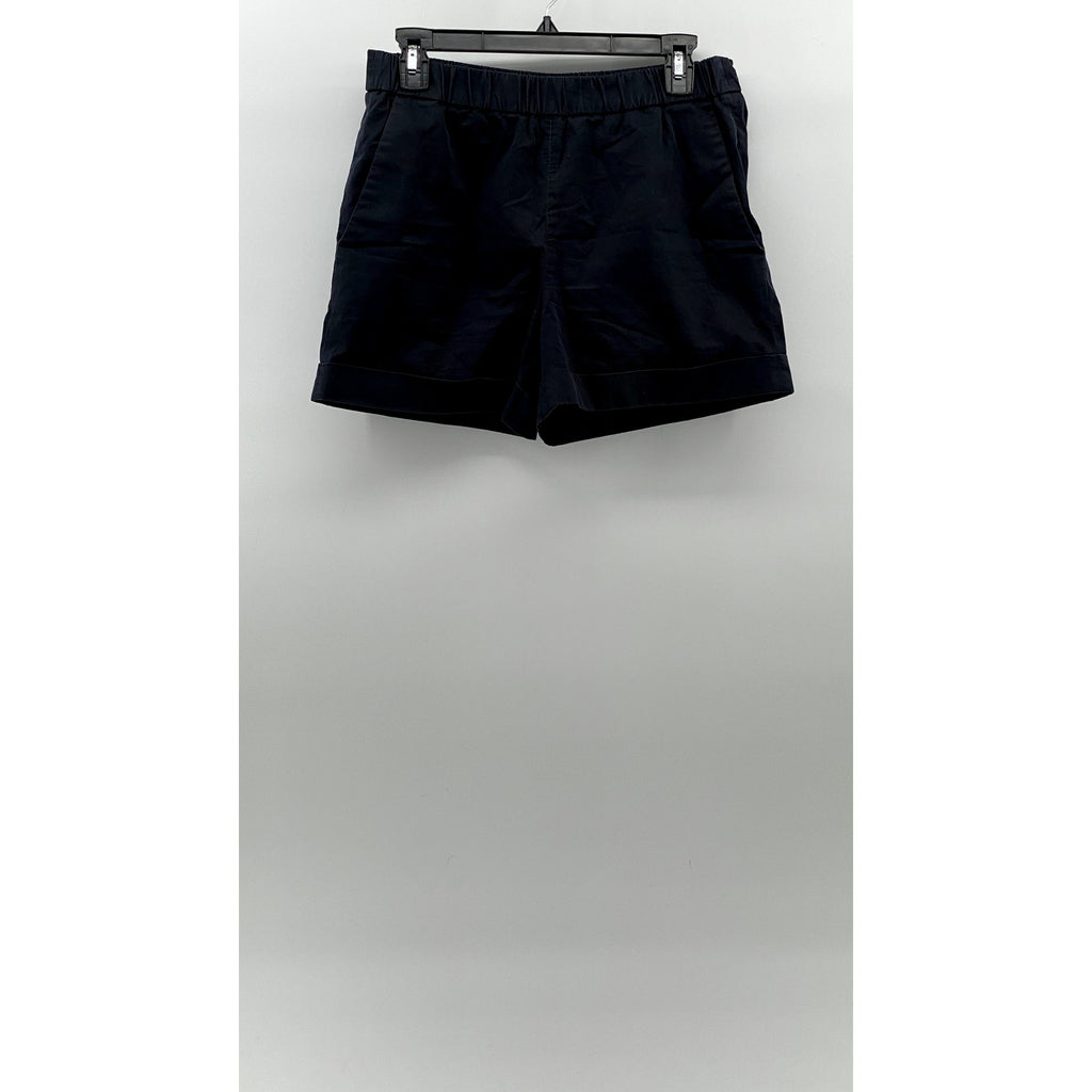 COS Women's Navy Blue Solid Cotton Cuffed Casual Mom Pull-On Shorts SZ 4