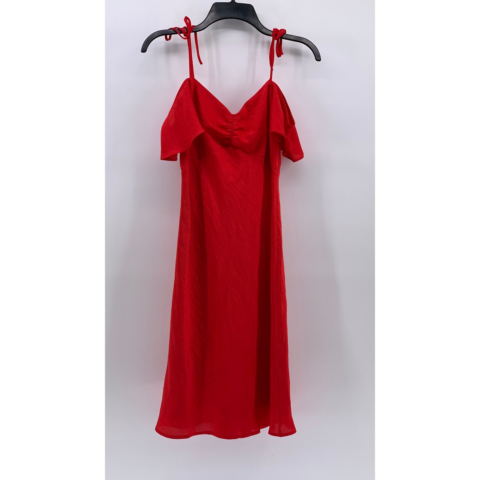 EXPRESS Women’s Red Off-The-Shoulder Ruffle Sleeve A-Line Midi Dress SZ XS