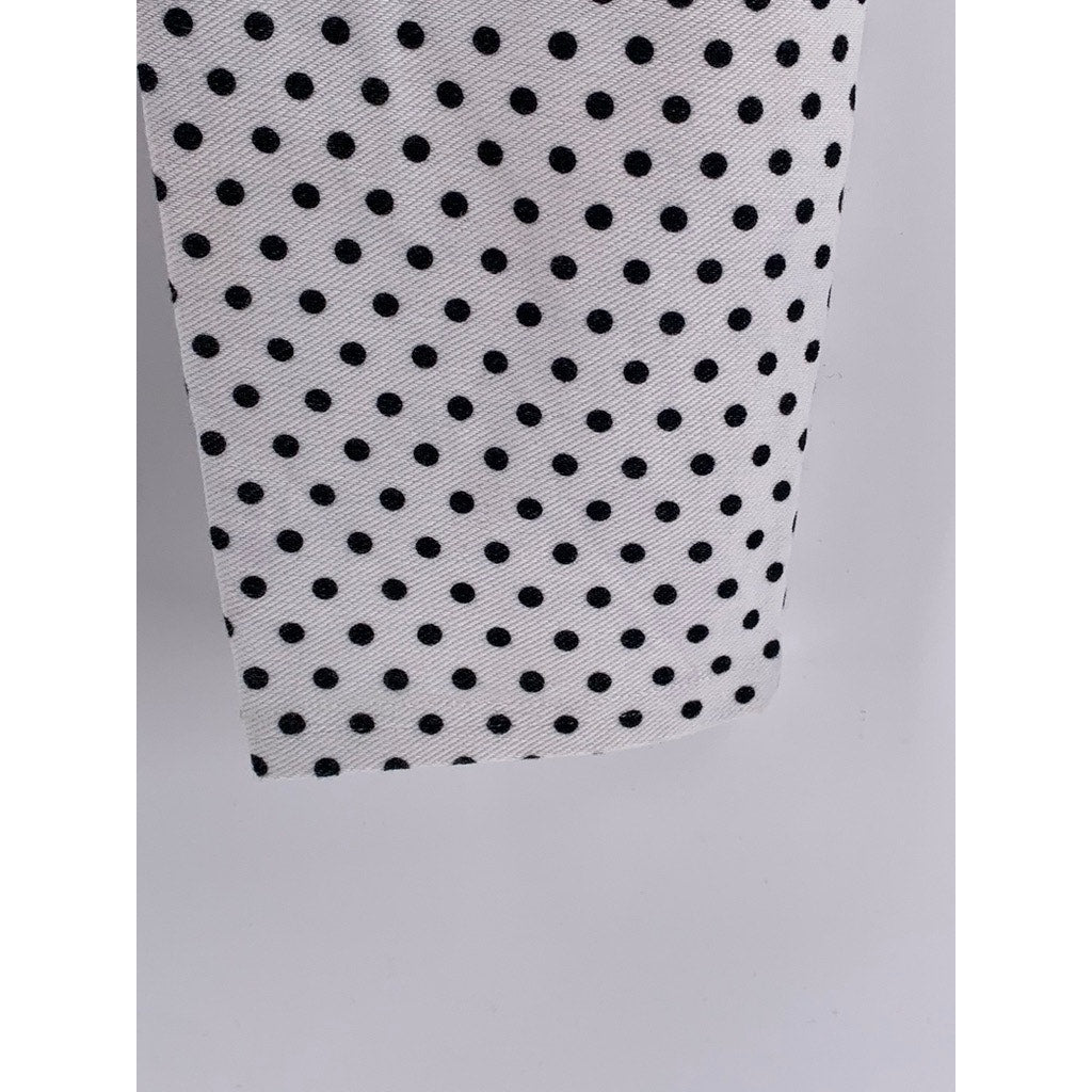 UNBRANDED Women's White-Black Polka Dot Slim Leg Pants SZ S