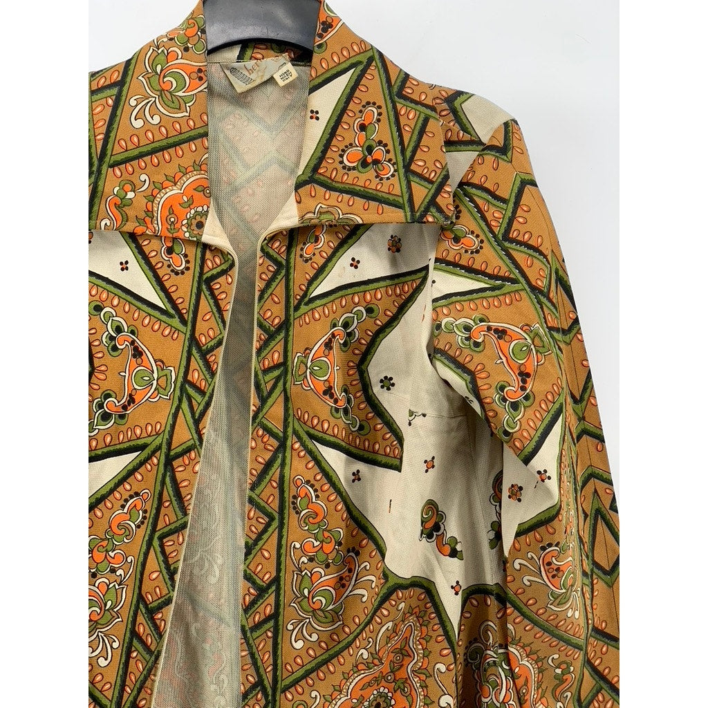 BERNARDO Women's Vintage 60's Orange Printed Long Sleeve Blazer SZ L