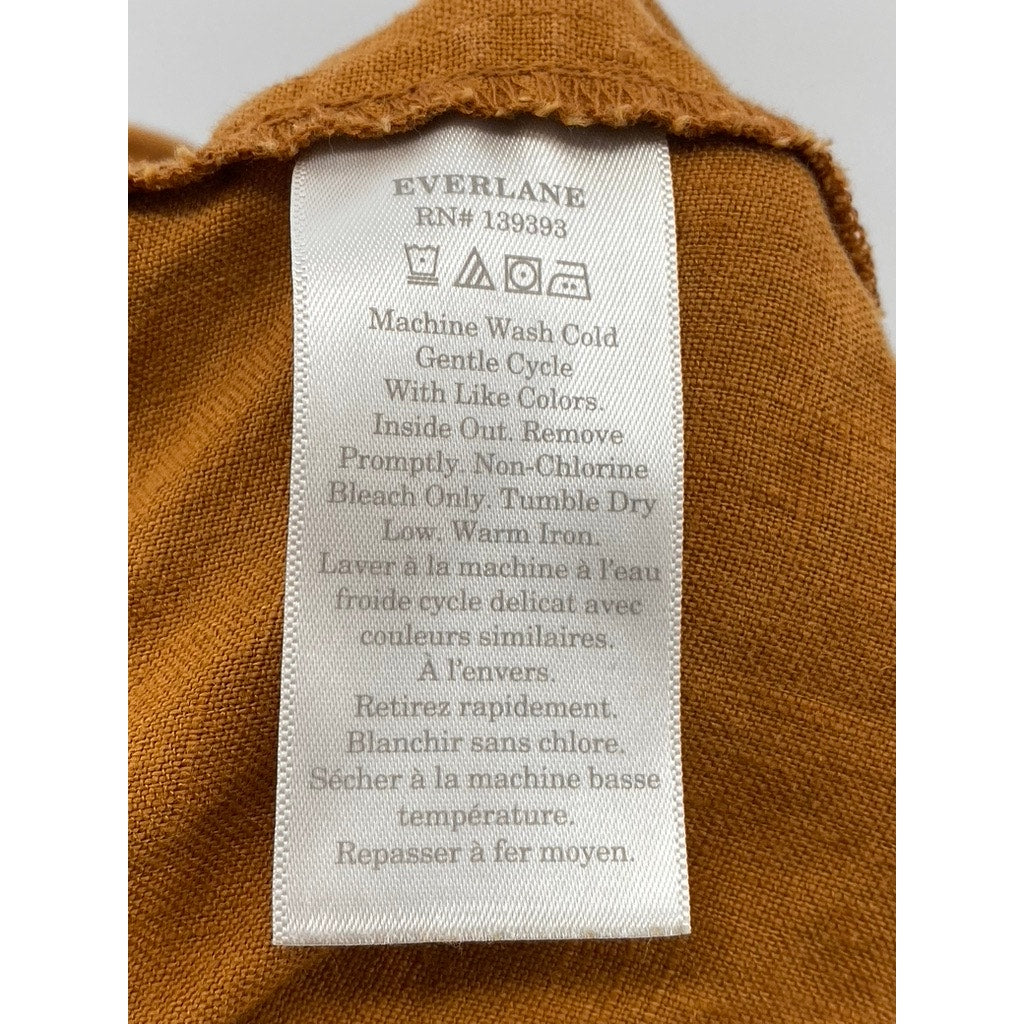 EVERLANE Women's Brown Linen Shoestring Apron Open-Back Jumpsuit SZ S