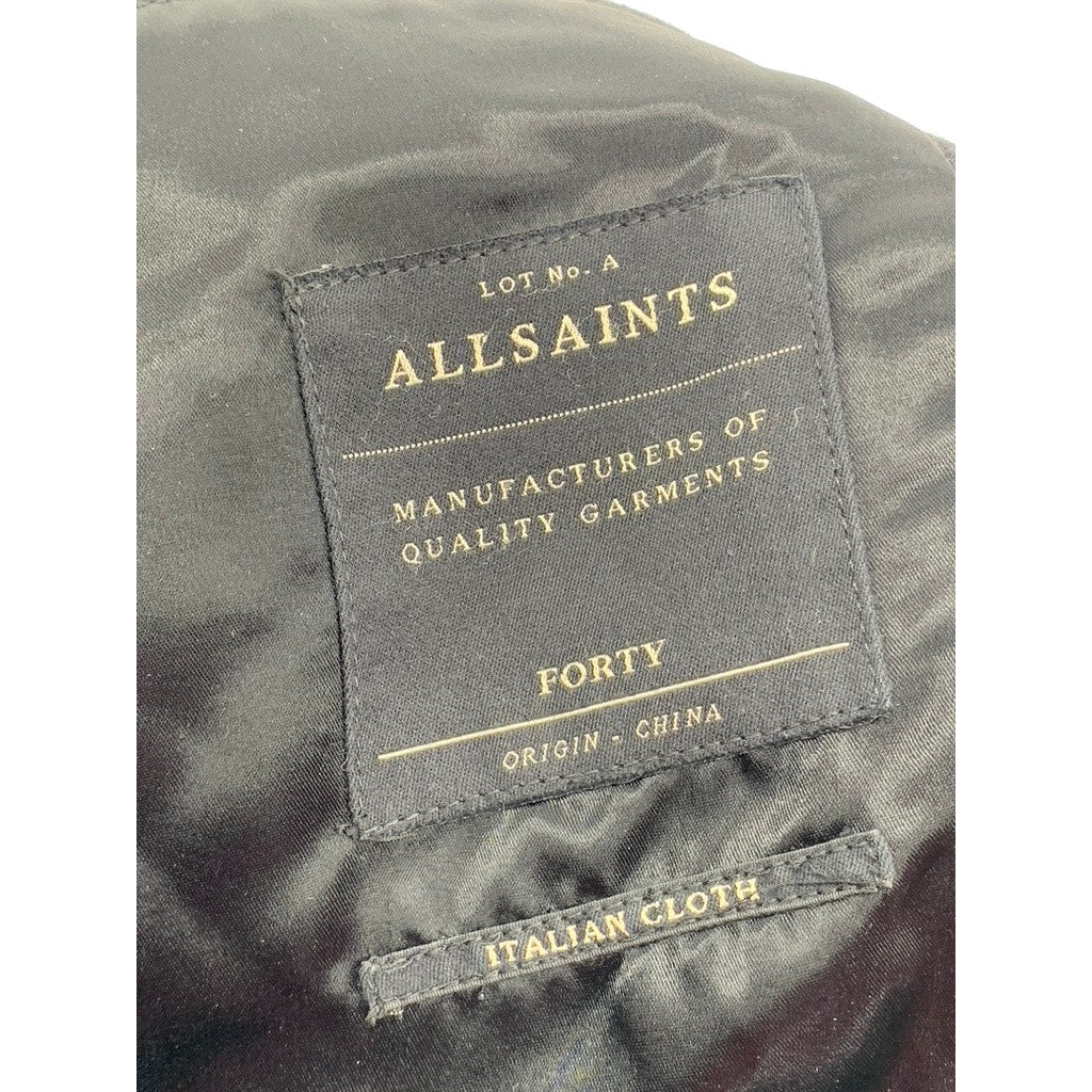 ALLSAINTS Men's Black Wool-Blend Shawl Collar Regular-Fit Pea Coat SZ 40