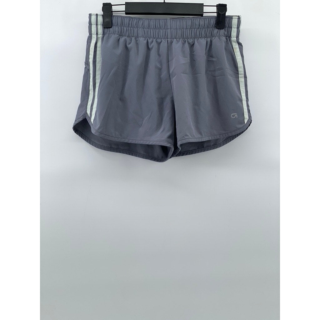 GAPFIT Women's Gray-White Side-Stripe Elastic Waist Pull-On Running Shorts SZ S