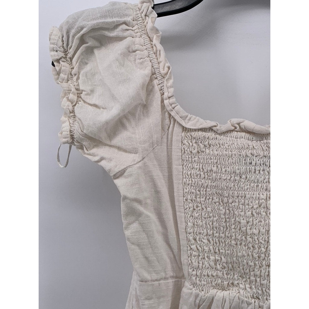 URBAN OUTFITTERS Women's Off-White Short Puff Sleeve A-Line Mini Dress SZ XS