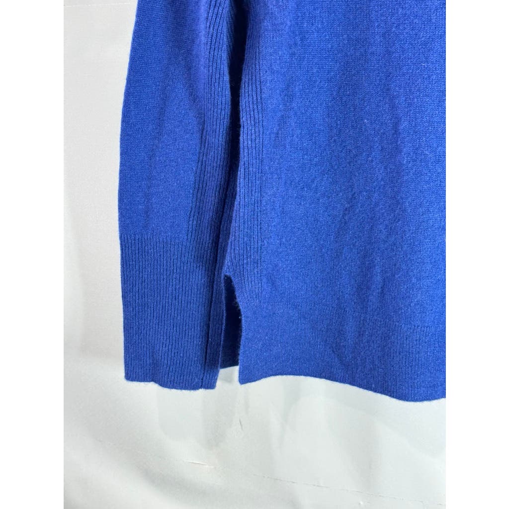 HALOGEN Women's Royal Blue Cashmere Crewneck Side-Slit Pullover Sweater SZ M