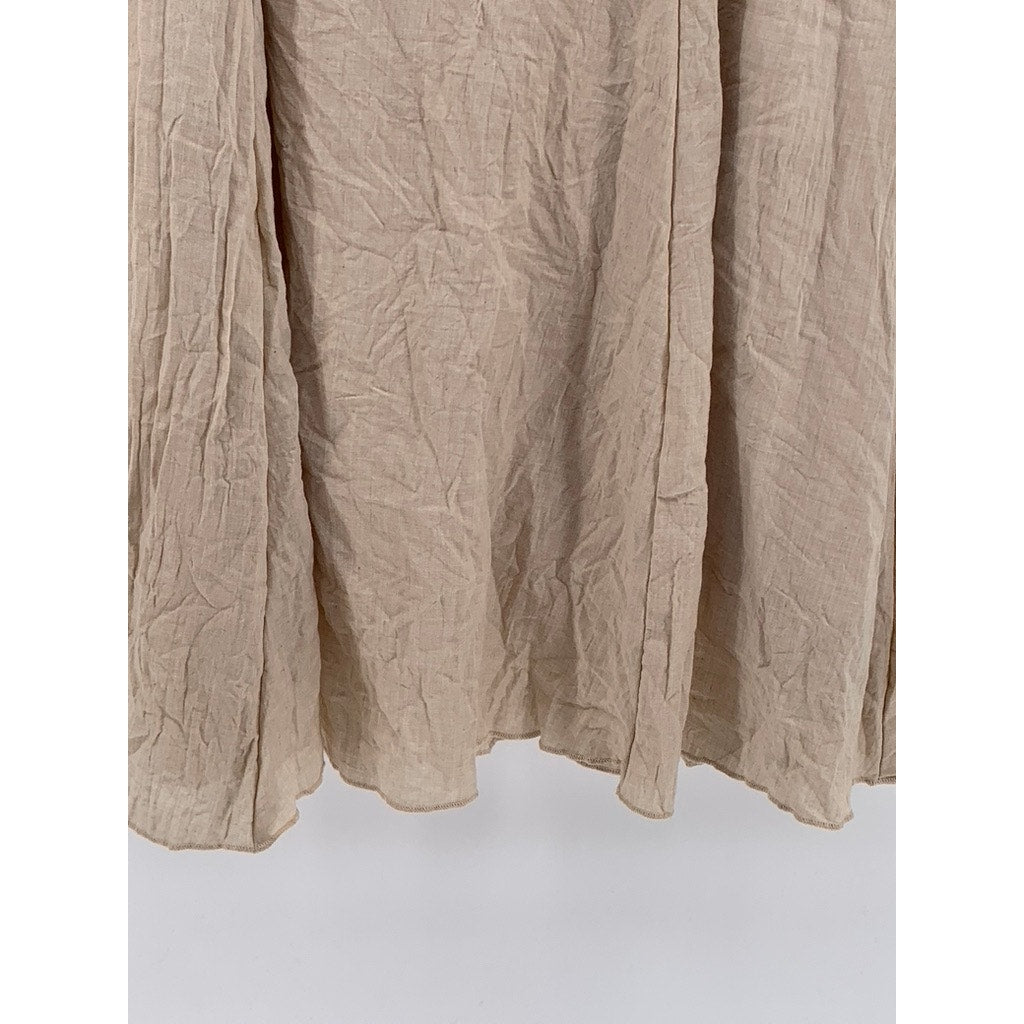 LAURA SCOTT Women's Beige A-Line Midi Skirt SZ L