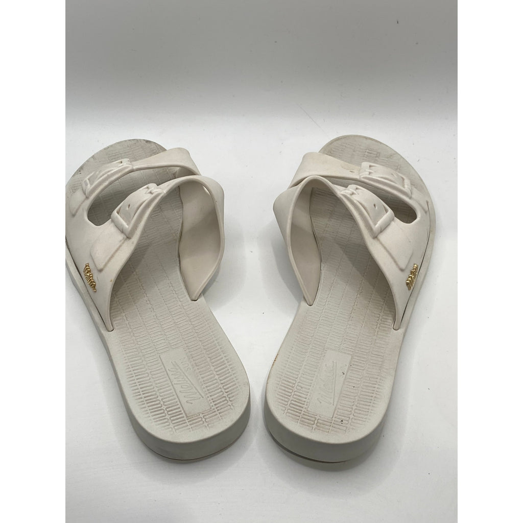 MELISSA Women's White Two Strap Slide Sun Malibu Sandals SZ 9
