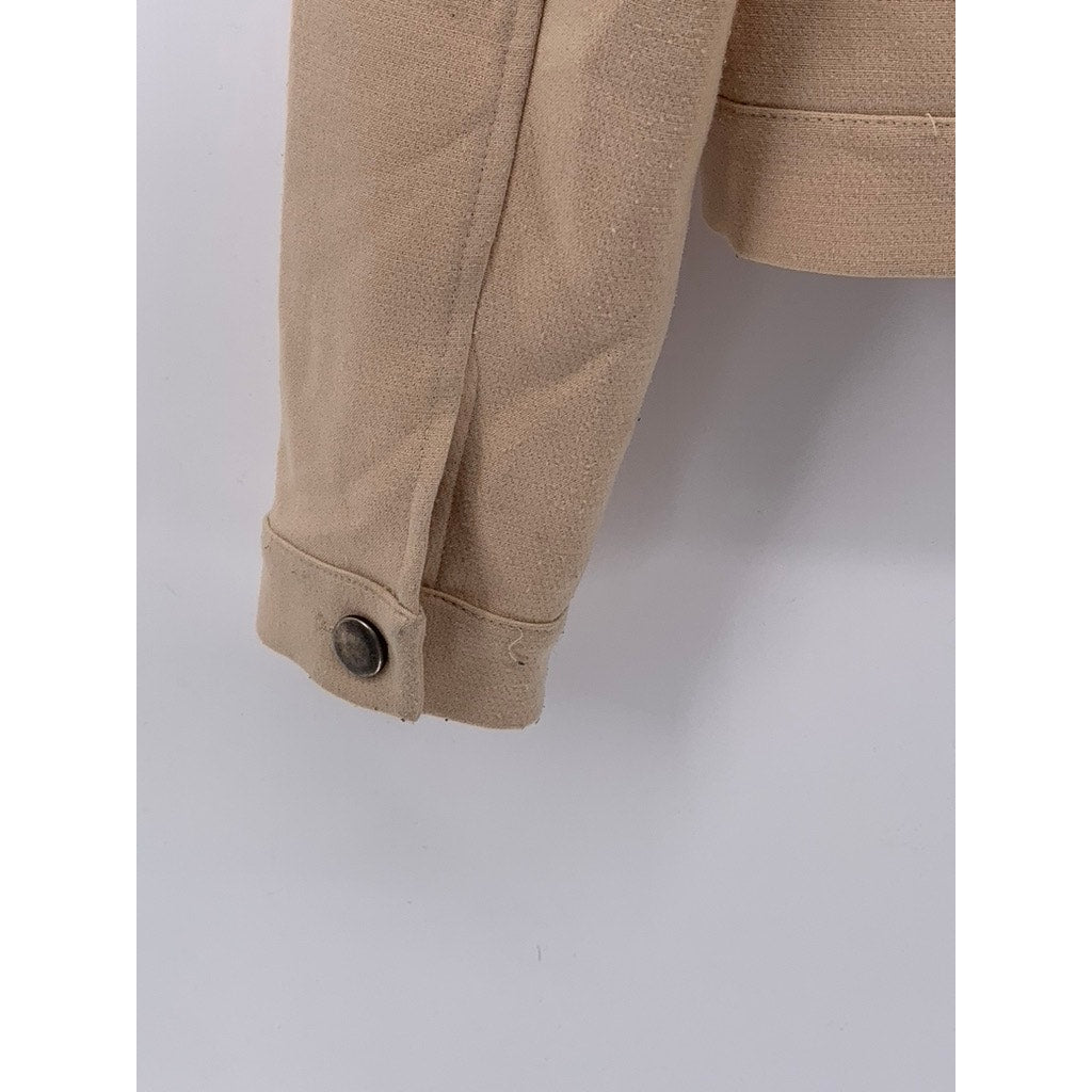 FOREVEVER 21 Women's Tan Button-Up Long Sleeve Cropped Jacket SZ S