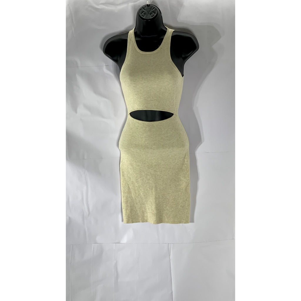 WILFRED FREE Women's Beige Cut-Out Crewneck Rib Knit Mini Tank Dress SZ XS