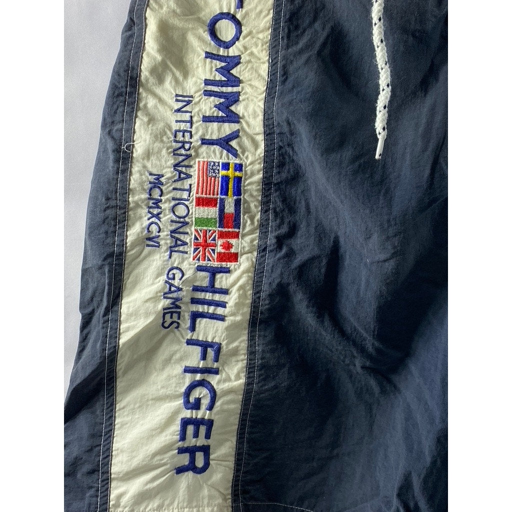 TOMMY HILFIGER Men's Vintage Navy-Cream International Games Board Shorts SZ M