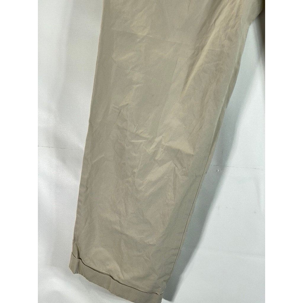 BROOKS BROTHERS Men's Beige Pleated Supima Cotton Cuffed Pants SZ 34X32