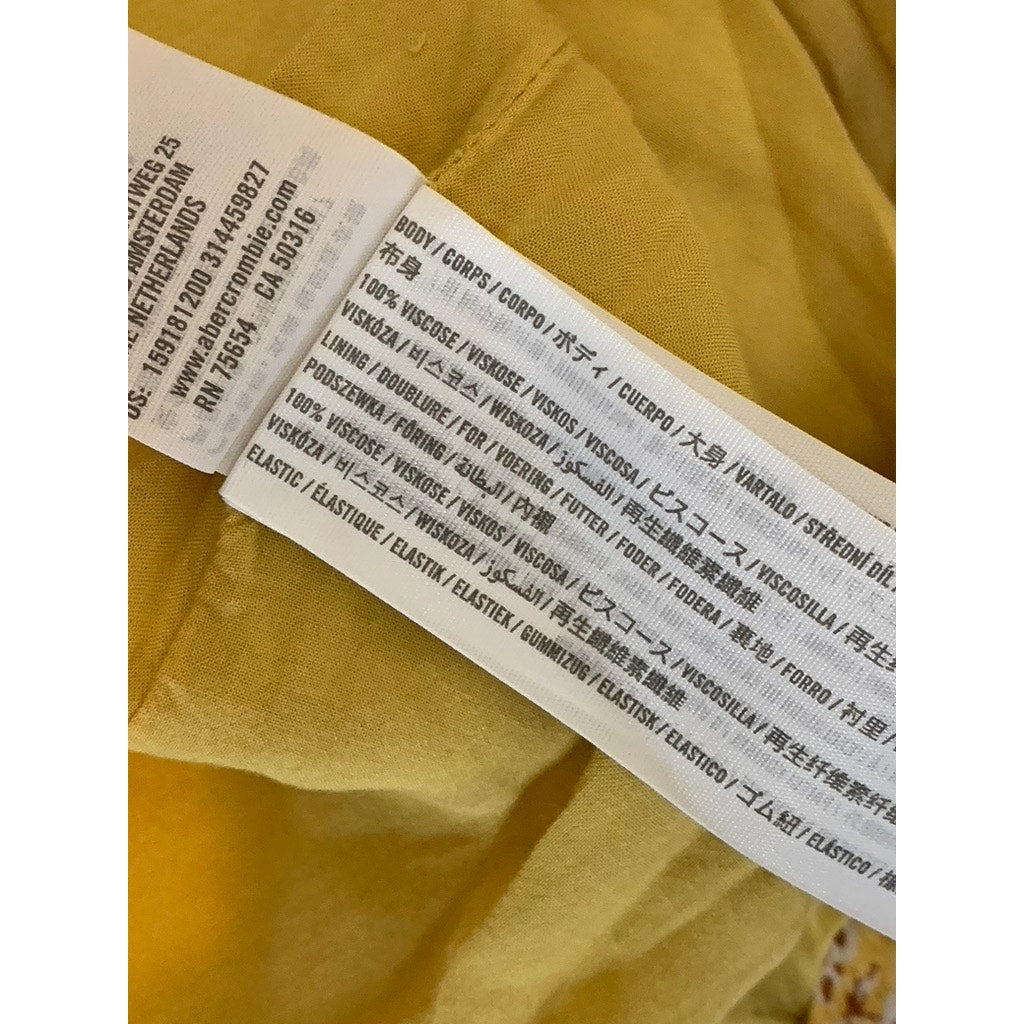 ABERCROMBIE & FITCH Women's Yellow Floral V-Neck Tie-Strap Midi Dress SZ M