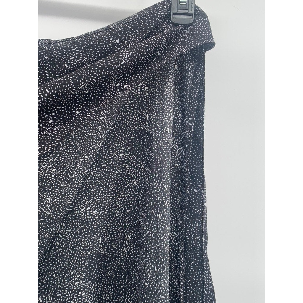 UNBRANDED Women's Black Printed Lightweight Midi Loose Wrap Skirt SZ OS