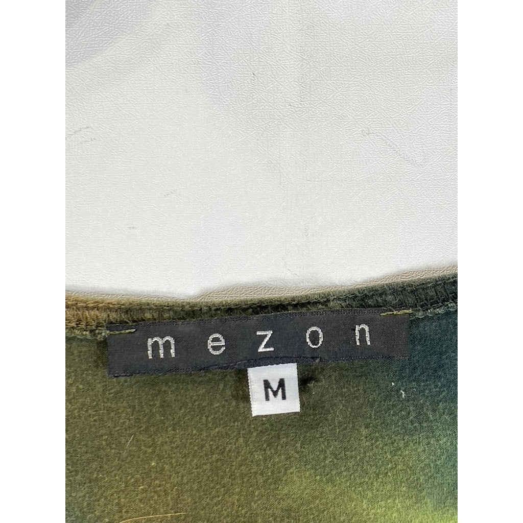 MEZON Women's Green Tie-Dye Textured Scoop-Neck Sleeveless Tank Top SZ M