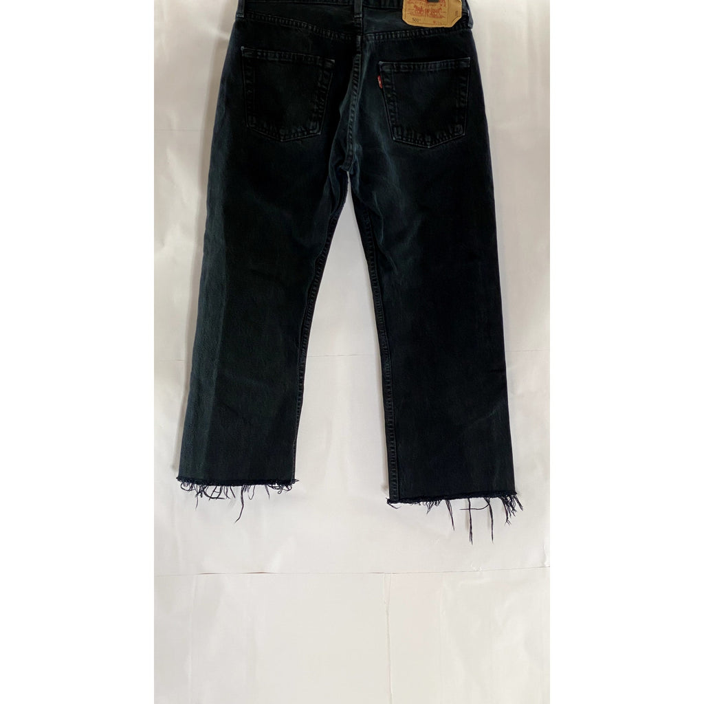 LEVI'S Women's Vintage Black Solid 501 Frayed Hem Straight-Leg Jean SZ 30X32