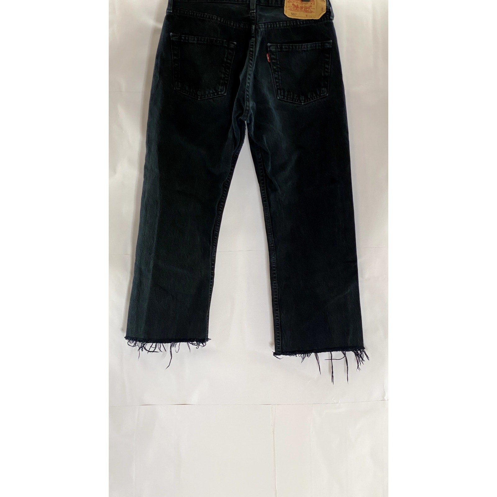 LEVI'S Women's Vintage Black Solid 501 Frayed Hem Straight-Leg Jean SZ 30X32