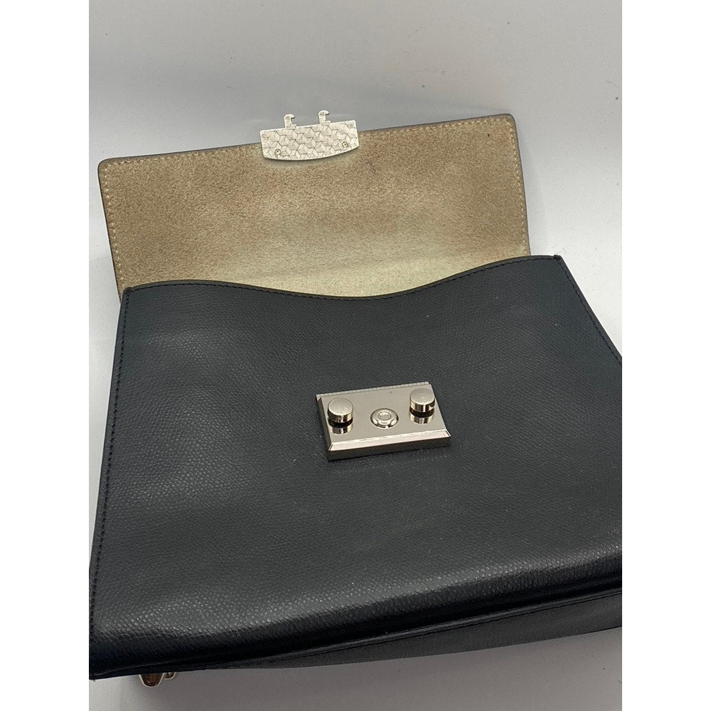 AQUA Women’s Black Square Leather Top Handle Bag SZ OS