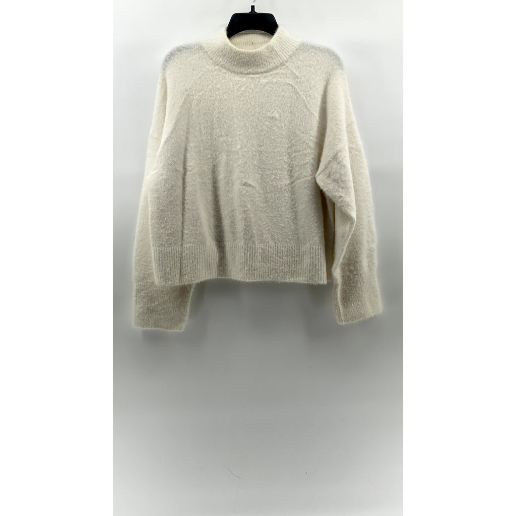H&M Women's Cream Soft Knit Mock-Neck Long Sleeve Pullover Sweater SZ M