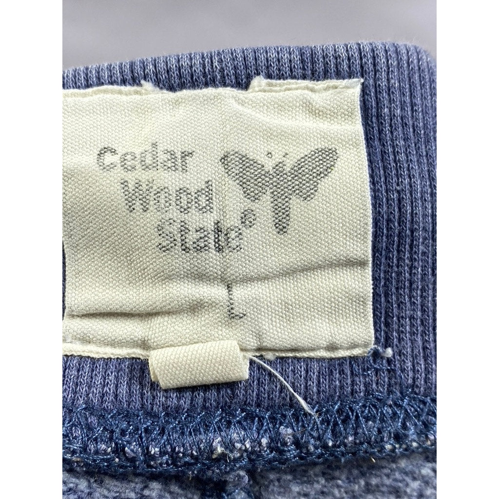 CEDAR WOOD STATE Women's Blue Solid Drawstring Pull-On Jogger Sweatpants SZ L