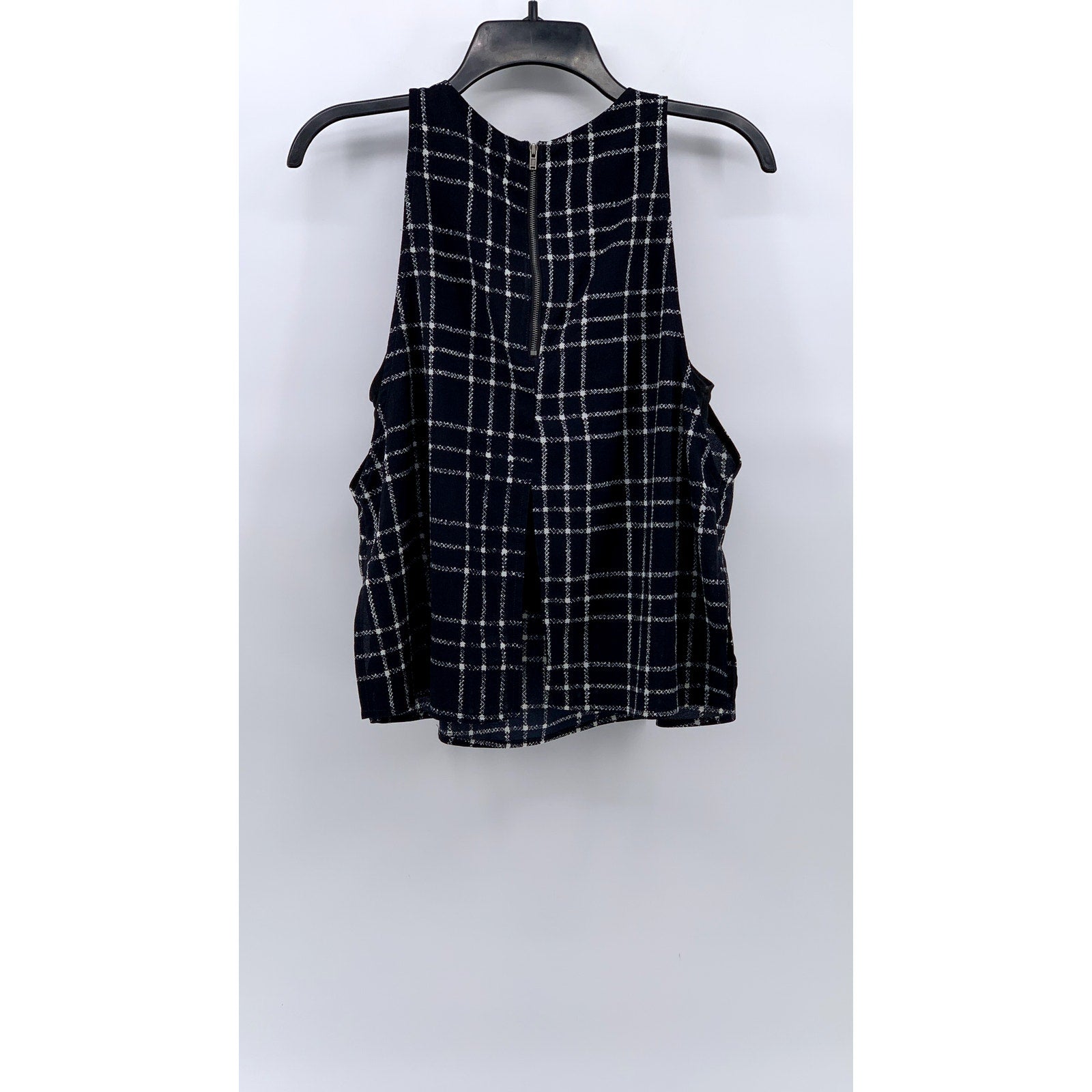 ASTR Women's Blue-Black Plaid Sleeveless Top SZ S