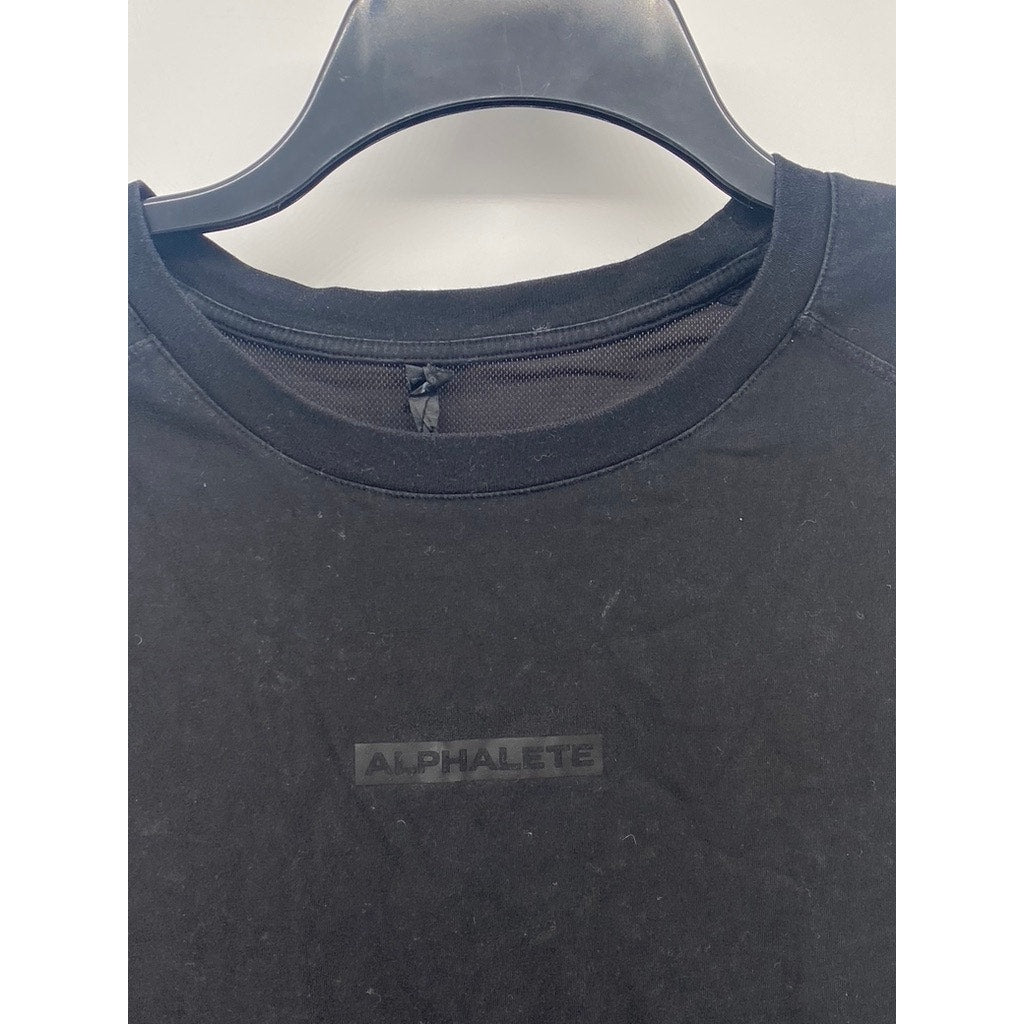ALPHALETE Men's Black Solid Crewneck Short Sleeve T-Shirt SZ M