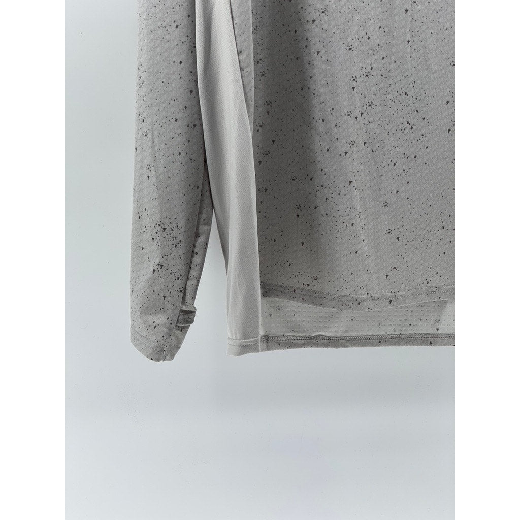 CASTORE Men's Light Gray Speckle Textured Long Sleeve Active T-Shirt SZ L