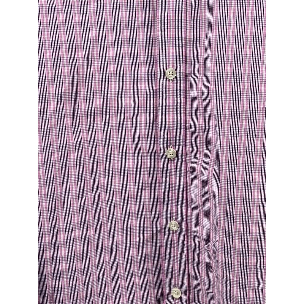 NICHOLAS JERMYN Men’s Pink Micro Plaid Slim-Fit Button-Up Long Sleeve Shirt SZ16