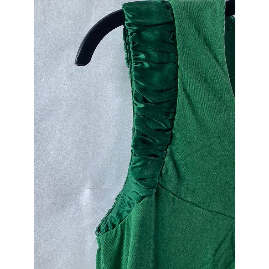 BANANA REPUBLIC Women's Green Silk Scoop-Neck Pleated Tank Top SZ M